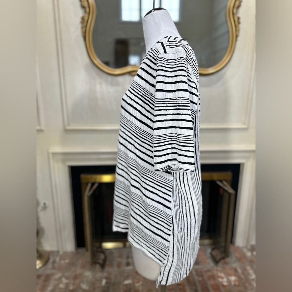 Ali Miles 1X Stripe Tunic Top – Artsy Lagenlook Minimalist Asymmetrical Abstract - Picture 2 of 8